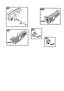 Muffler Diagram and Parts List for 12V800-12V899 1742-1766-1776 Briggs and Stratton Engine